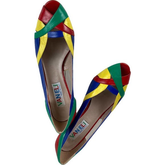 VAN ELI Women's Size 9M Sandals Peep Toe Primary Colors Low Heels Made in Italy - Picture 12 of 12